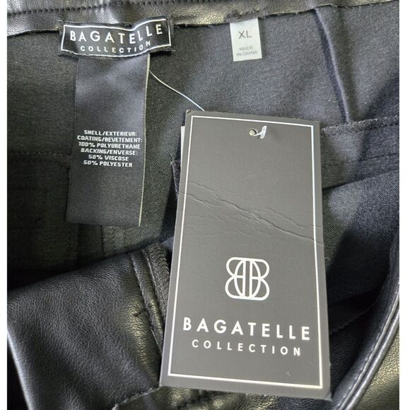 Bagatelle Collection Women's Black Faux Leather Wide Leg Pants Size XL NWT - Picture 11 of 13